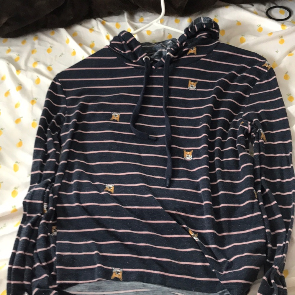 Dark blue and pink striped thin sweatshirt